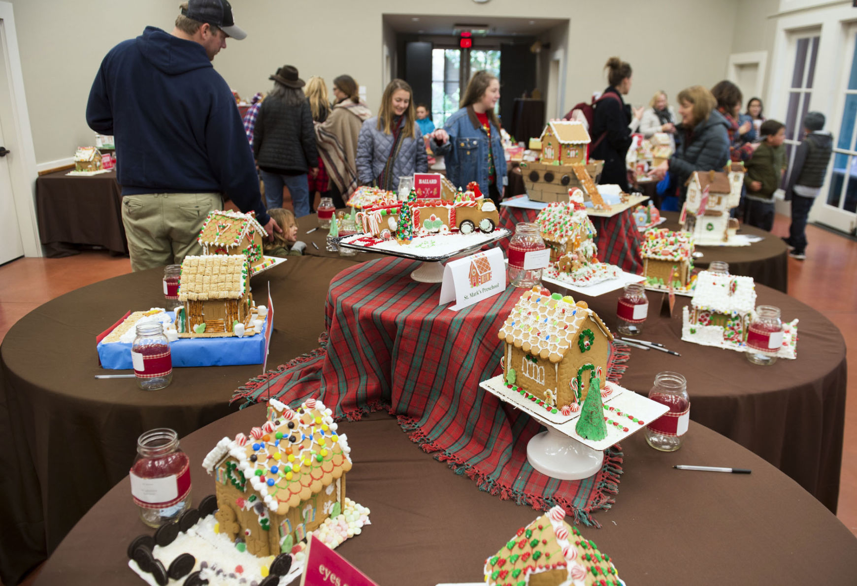 Checking out the gingerbread houses